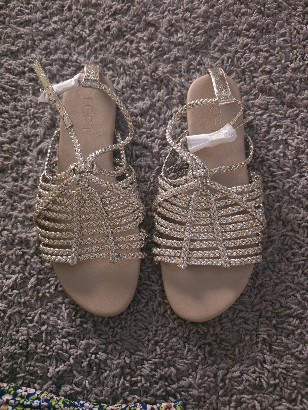 LOFT Gold Braided Strappy Flat Sandals - Women's